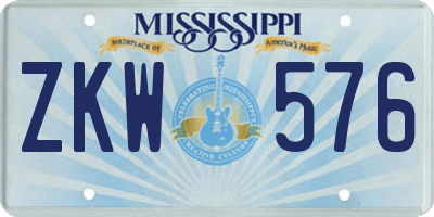 MS license plate ZKW576