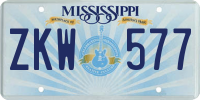 MS license plate ZKW577