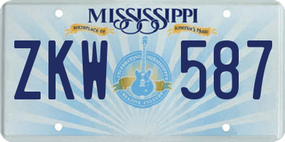 MS license plate ZKW587