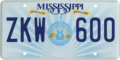 MS license plate ZKW600