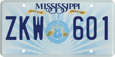 MS license plate ZKW601