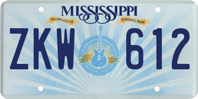 MS license plate ZKW612