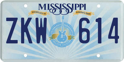 MS license plate ZKW614