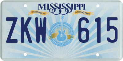MS license plate ZKW615