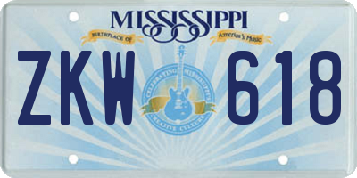 MS license plate ZKW618