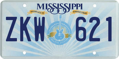 MS license plate ZKW621