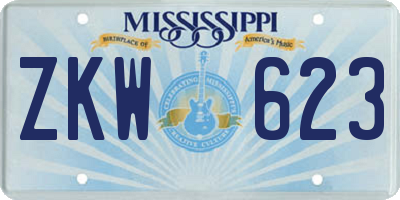 MS license plate ZKW623