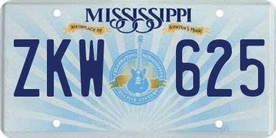 MS license plate ZKW625