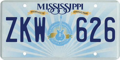 MS license plate ZKW626