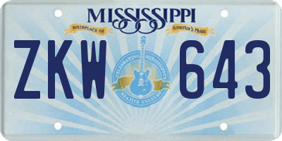 MS license plate ZKW643