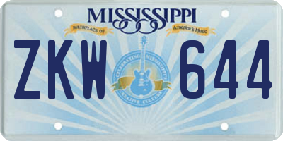 MS license plate ZKW644