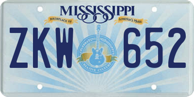 MS license plate ZKW652