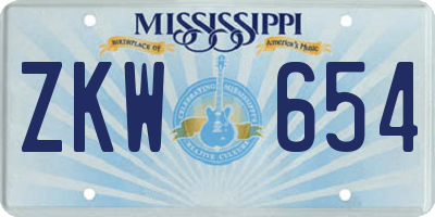 MS license plate ZKW654