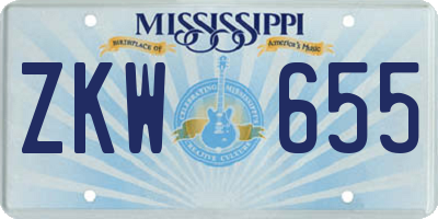MS license plate ZKW655