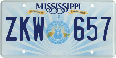 MS license plate ZKW657