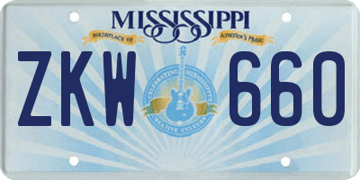 MS license plate ZKW660