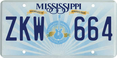 MS license plate ZKW664