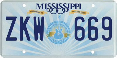MS license plate ZKW669