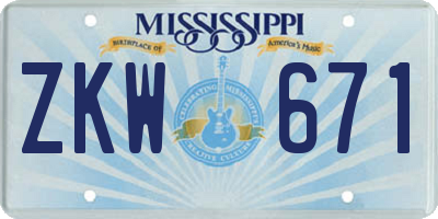 MS license plate ZKW671