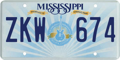 MS license plate ZKW674