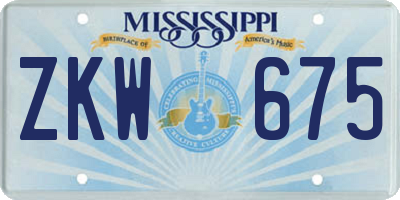 MS license plate ZKW675
