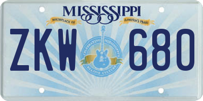 MS license plate ZKW680