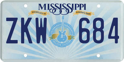 MS license plate ZKW684