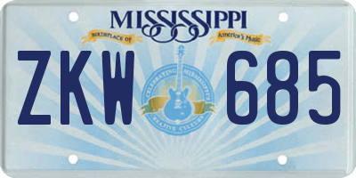 MS license plate ZKW685
