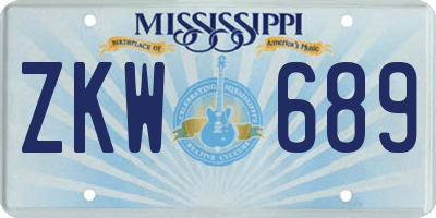 MS license plate ZKW689
