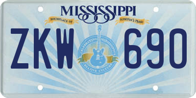 MS license plate ZKW690