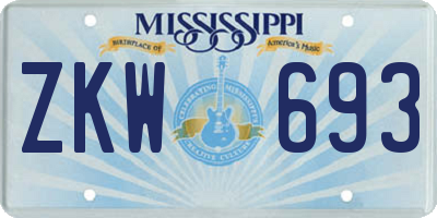 MS license plate ZKW693