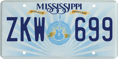 MS license plate ZKW699