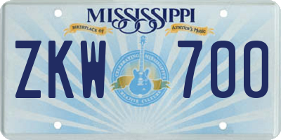 MS license plate ZKW700