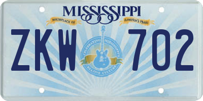 MS license plate ZKW702