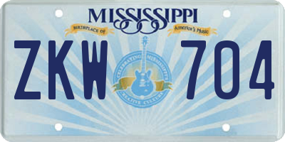 MS license plate ZKW704