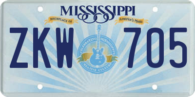 MS license plate ZKW705