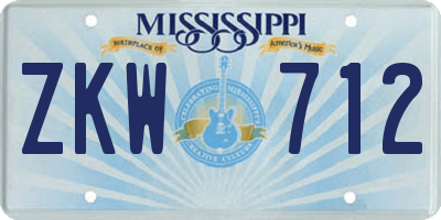 MS license plate ZKW712