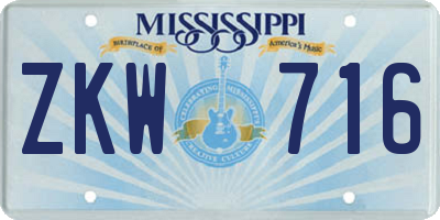MS license plate ZKW716