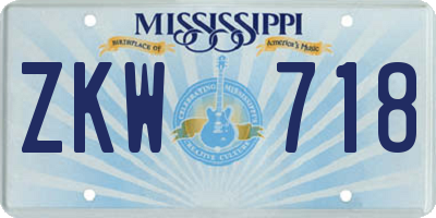 MS license plate ZKW718