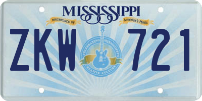 MS license plate ZKW721