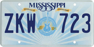 MS license plate ZKW723
