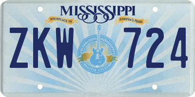 MS license plate ZKW724