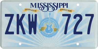 MS license plate ZKW727