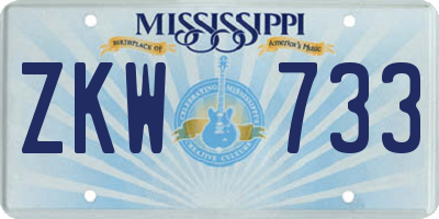 MS license plate ZKW733