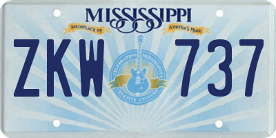 MS license plate ZKW737
