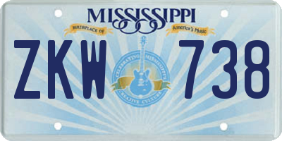 MS license plate ZKW738