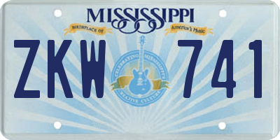 MS license plate ZKW741