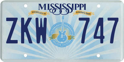MS license plate ZKW747
