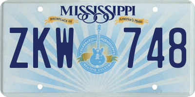 MS license plate ZKW748