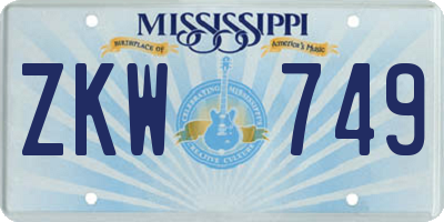 MS license plate ZKW749